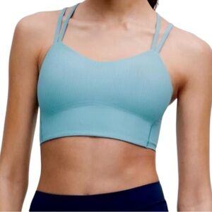 Lululemon Like a Cloud Ribbed Longline Bra *Light Support B/C Cup Washed Blue 10